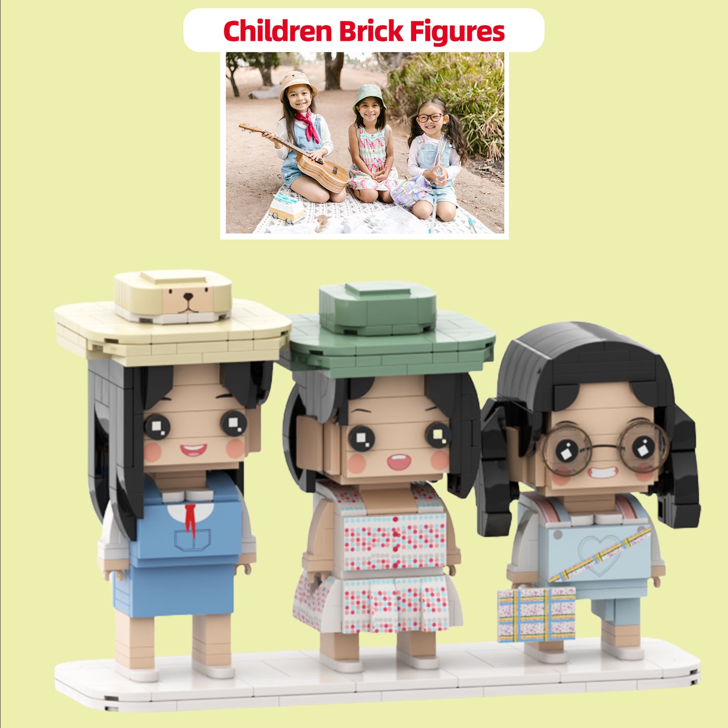 Creative Children's Growth Record Full Body Customizable 3 People Custom Brick Figures Small Particle Block