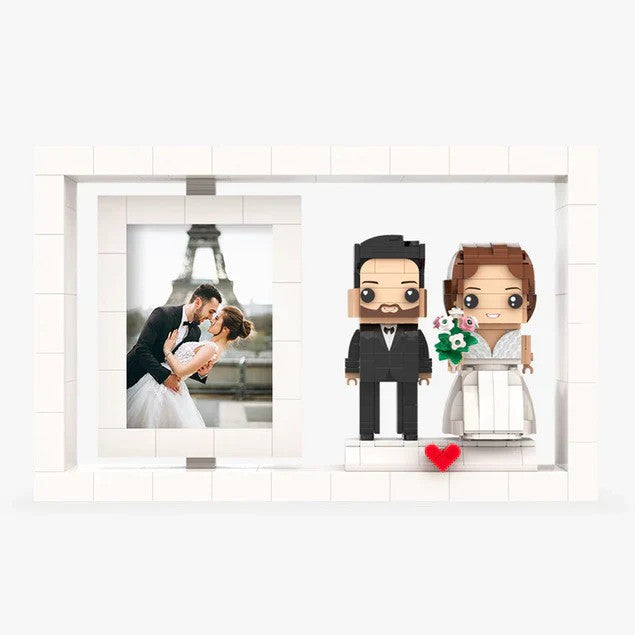 Full Body Customizable 2 People Wedding Personalized Gifts Custom Brick Figures Gift For Wedding Photo Frame Small Particle Block Home Decor Brick Me Figures Wedding's Day Gift Ideas