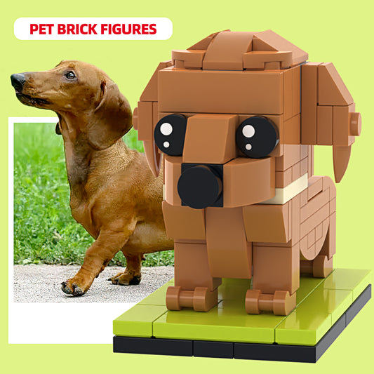 Fully Body Customizable Dachshund Brick Figure – Personalized Pet Photo Block