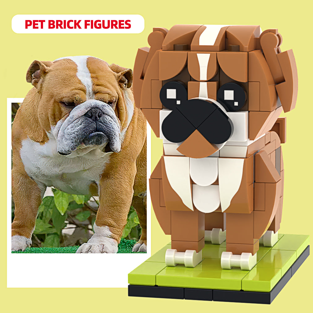 Personalized British Bulldog Brick Figure Fully Customizable Full Body Model Based on 1 Photo