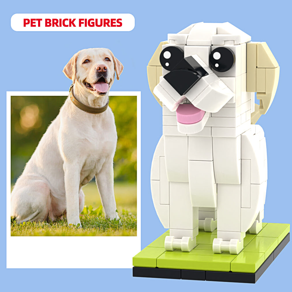 Fully Customizable Labrador Brick Figure with 1 Dog Photo Small Particle Block Model