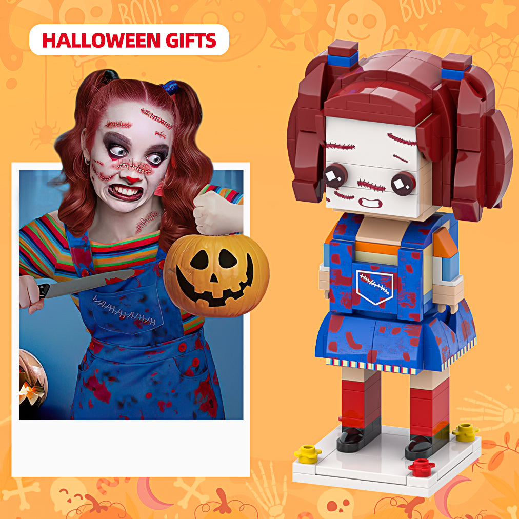 Halloween Gifts Chucky Brick Figure Full Body Customizable 1 Person Brick Figure Custom Brick Figure Personalized Small Particle Block Toy