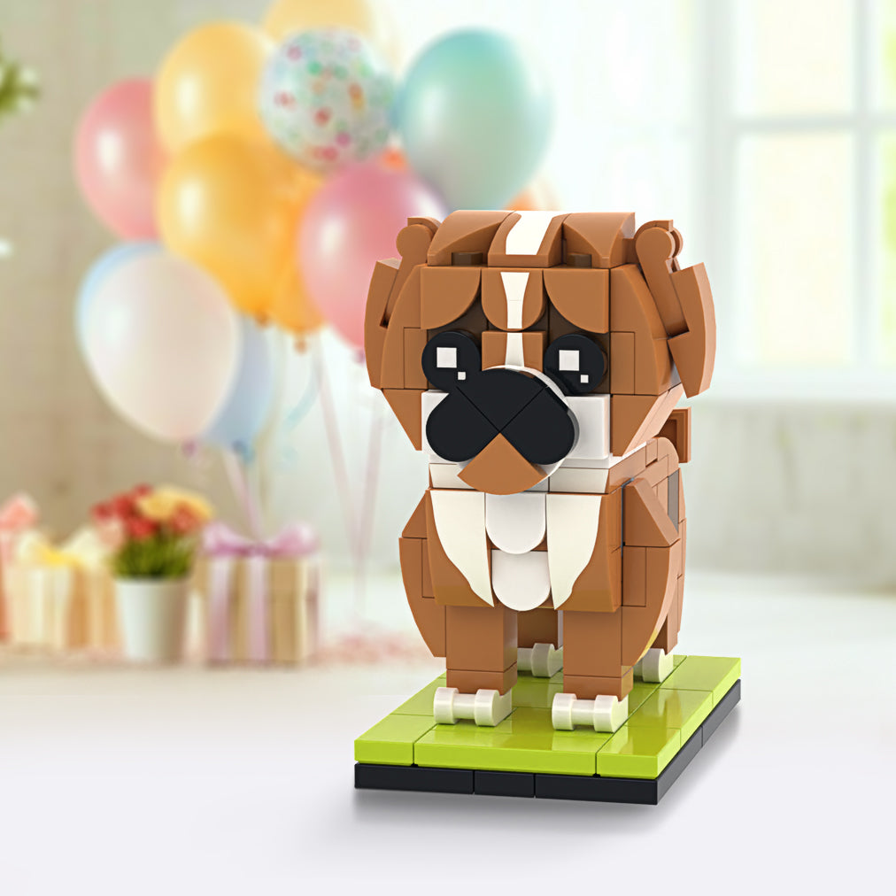 Personalized British Bulldog Brick Figure Fully Customizable Full Body Model Based on 1 Photo