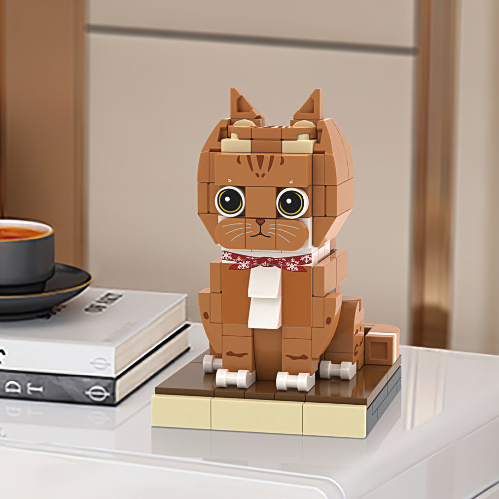 Custom Ginger Cat Brick Figure – Fully Customizable Full Body Pet Photo Block