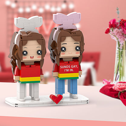 Customizable SOUNDS GAY I'M IN Brick Figures - Perfect Matching Gift for Couples