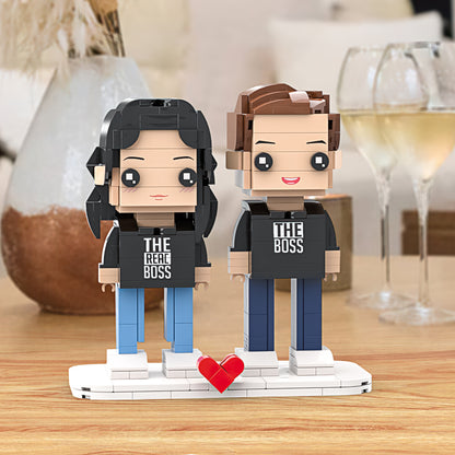 Matching Shirt THE BOSS & THE REAL BOSS Brick Figures Personalized Couples Brick Figures Small Particle Block Gift For Lovers